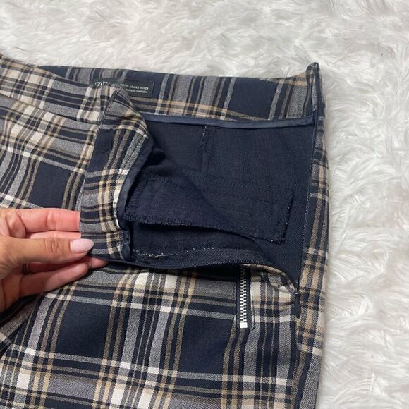 ZARA Plaid Skinny Pants Size XS High Rise Pants Zipper Pockets Y2K Preppy - Picture 5 of 10